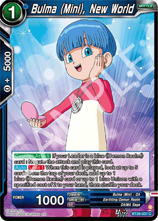 Dragon Ball Super: Masters Prismatic Clash Bulma (Mini), New World BT28-037 Common