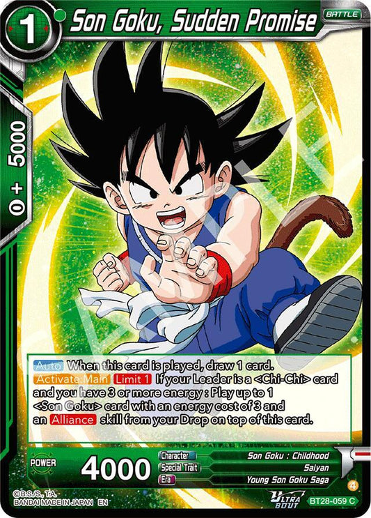 Dragon Ball Super CCG Prismatic Clash Son Goku, Sudden Promise BT28-059 Common Near Mint