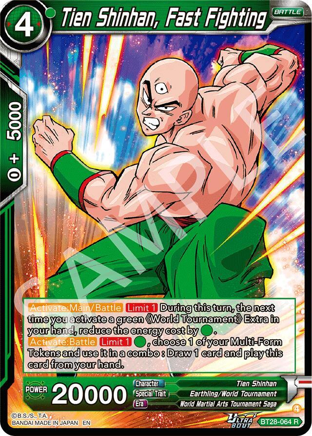 Dragon Ball Super CCG Prismatic Clash Tien Shinhan, Fast Fighting BT28-064 Rare Near Mint Foil