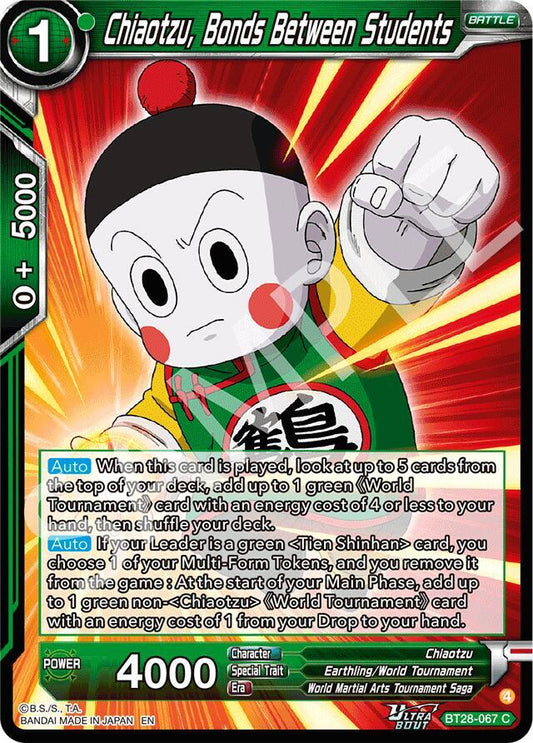 Dragon Ball Super CCG Prismatic Clash Chiaotzu, Bonds Between Students BT28-067 Common Near Mint