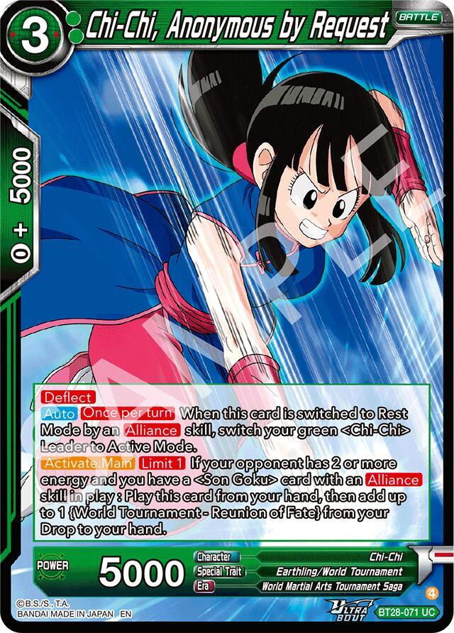 Dragon Ball Super CCG Prismatic Clash Chi-Chi, Anonymous by Request BT28-071 Uncommon Near Mint Foil