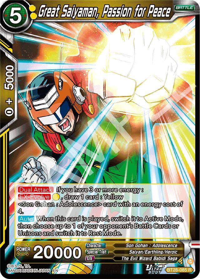Dragon Ball Super CCG Prismatic Clash Great Saiyaman, Passion for Peace BT28-085 Rare Near Mint Foil