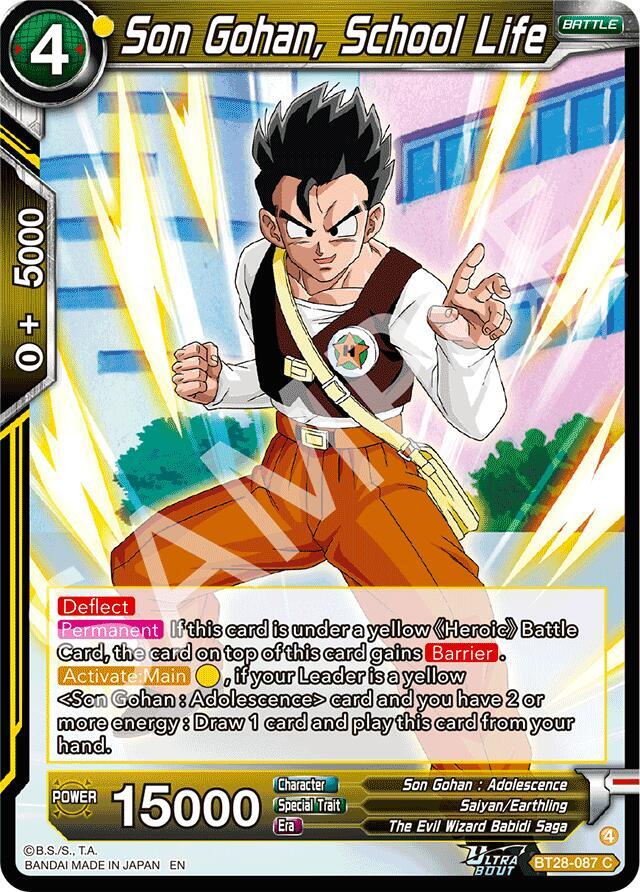 Dragon Ball Super CCG Prismatic Clash Son Gohan, School Life BT28-087 Common Near Mint