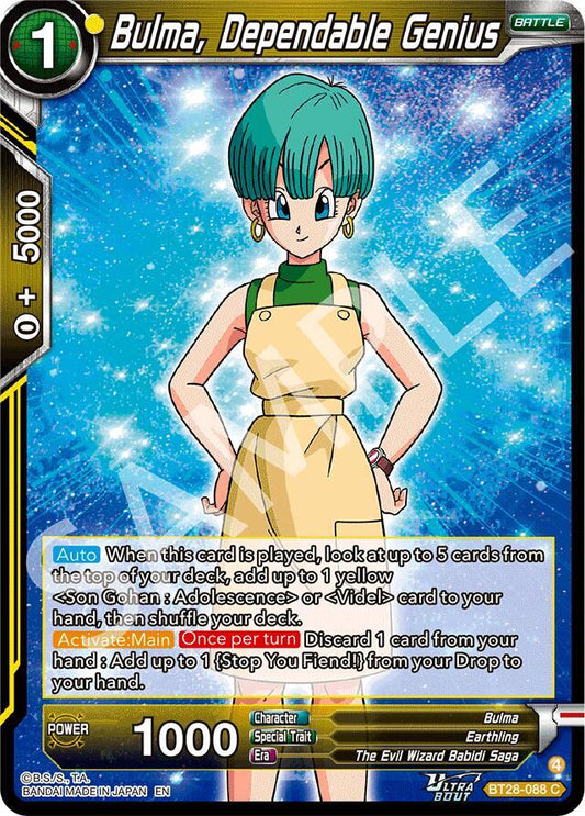 Dragon Ball Super: Masters Prismatic Clash Bulma, Dependable Genius BT28-088 Common