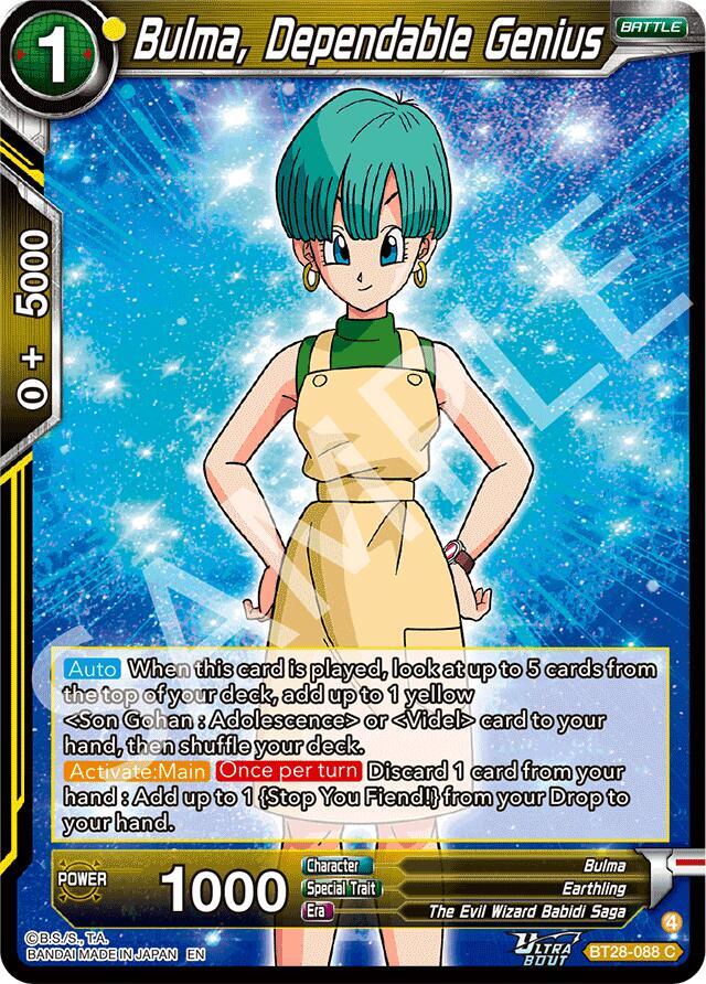 Dragon Ball Super CCG Prismatic Clash Bulma, Dependable Genius BT28-088 Common Near Mint