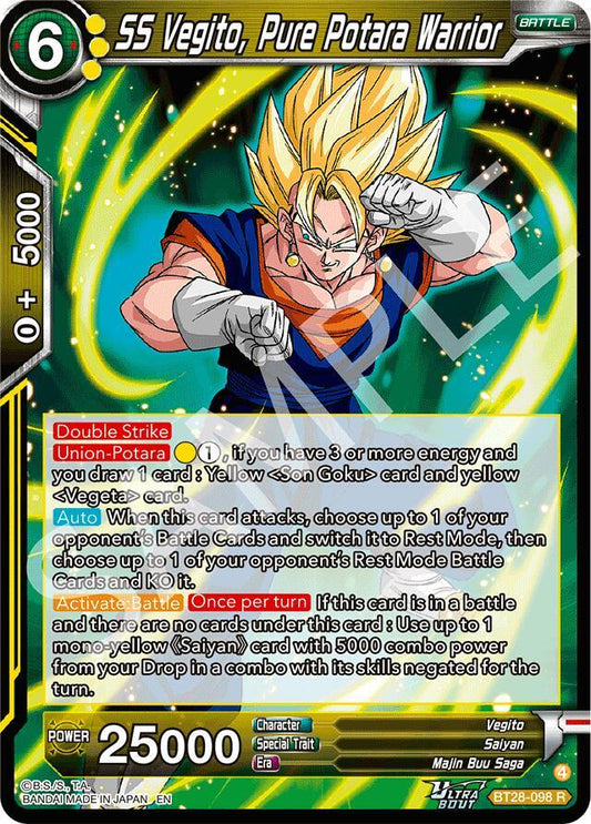 Dragon Ball Super CCG Prismatic Clash SS Vegito, Pure Potara Warrior BT28-098 Rare Near Mint Foil