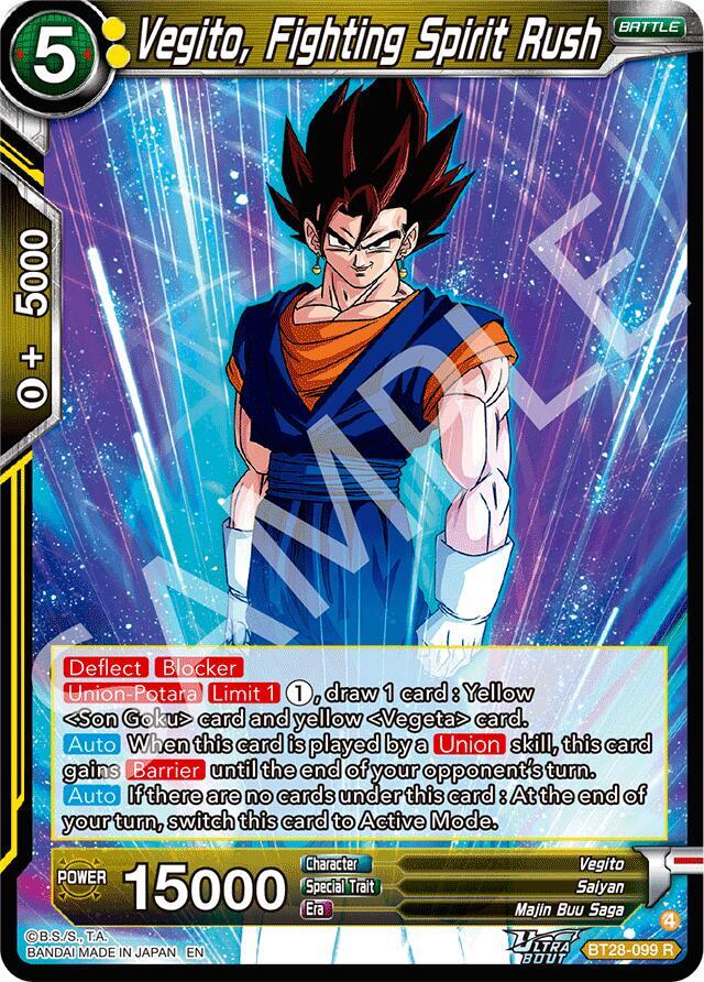 Dragon Ball Super CCG Prismatic Clash Vegito, Fighting Spirit Rush BT28-099 Rare Near Mint Foil