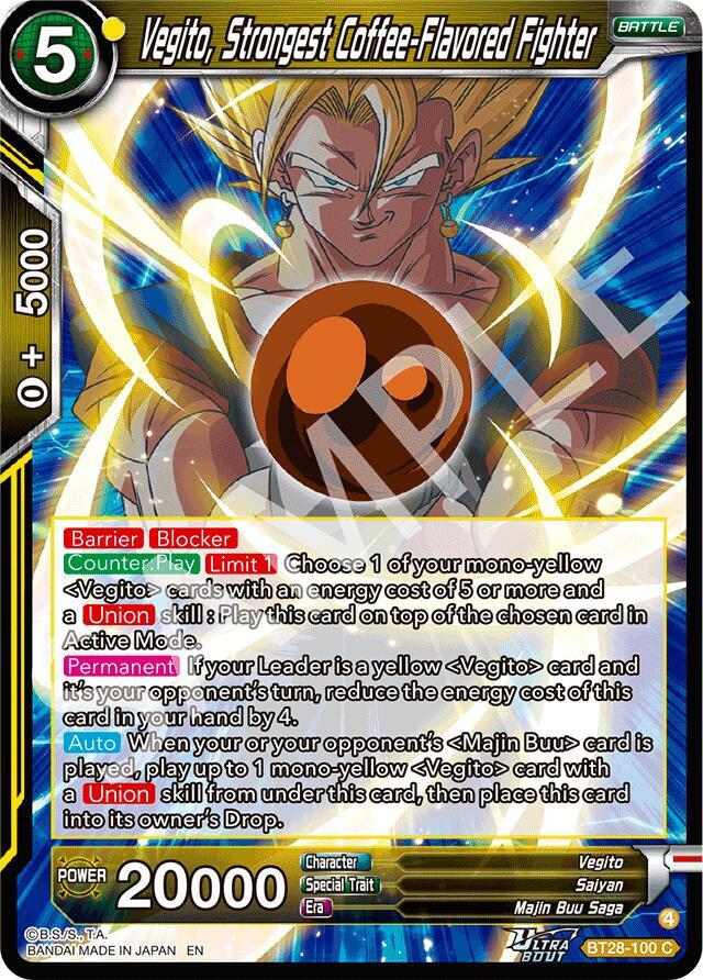Dragon Ball Super CCG Prismatic Clash Vegito, Strongest Coffee-Flavored Fighter BT28-100 Common Near Mint