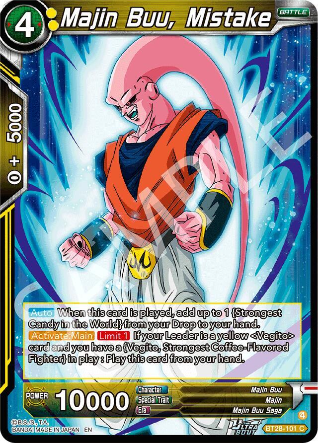 Dragon Ball Super CCG Prismatic Clash Majin Buu, Mistake BT28-101 Common Near Mint