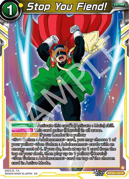 Dragon Ball Super CCG Prismatic Clash Stop You Fiend! BT28-103 Rare Near Mint Foil