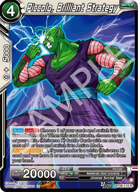 Dragon Ball Super CCG Prismatic Clash Piccolo, Brilliant Strategy BT28-115 Rare Near Mint Foil