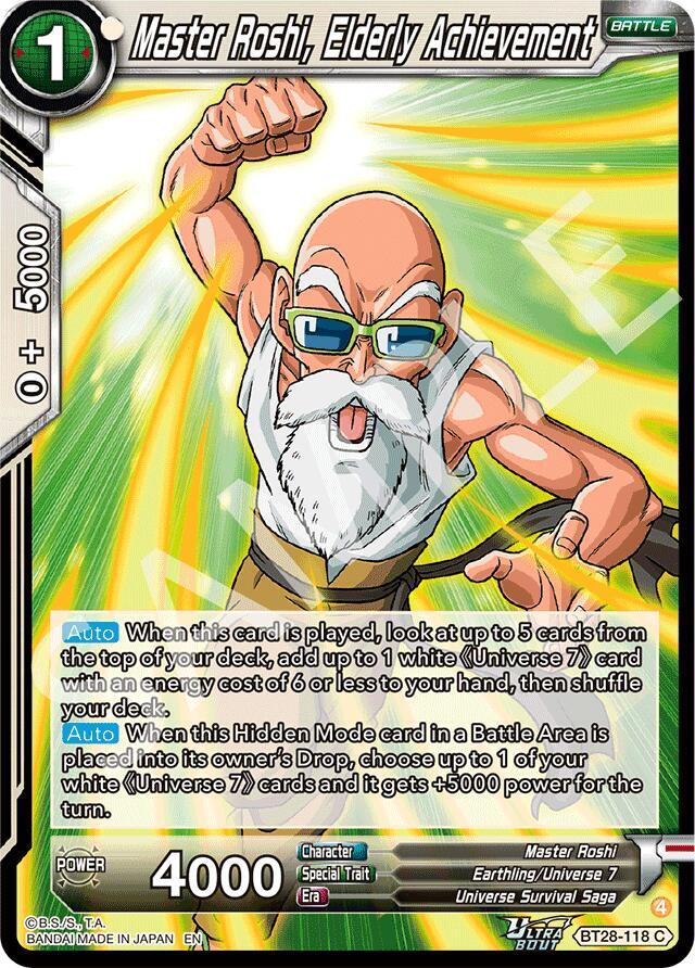 Dragon Ball Super CCG Prismatic Clash Master Roshi, Elderly Achievement BT28-118 Common Near Mint