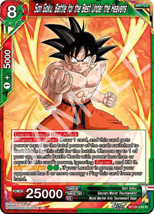 Dragon Ball Super CCG Prismatic Clash Son Goku, Battle for the Best Under the Heavens BT28-140 Rare Near Mint Foil