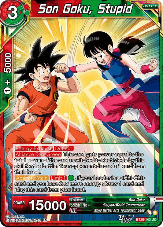 Dragon Ball Super CCG Prismatic Clash Son Goku, Stupid BT28-142 Uncommon Near Mint Foil
