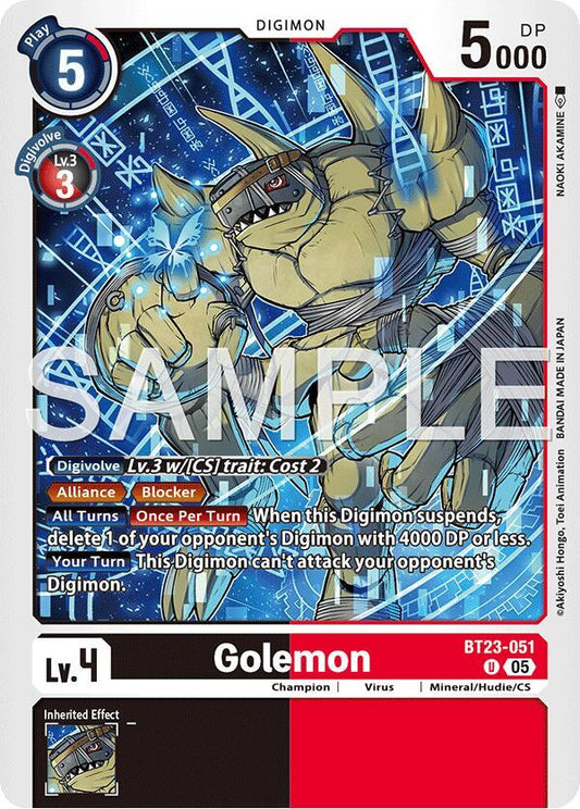 Digimon TCG Hackers' Slumber Golemon BT23-051 U Uncommon