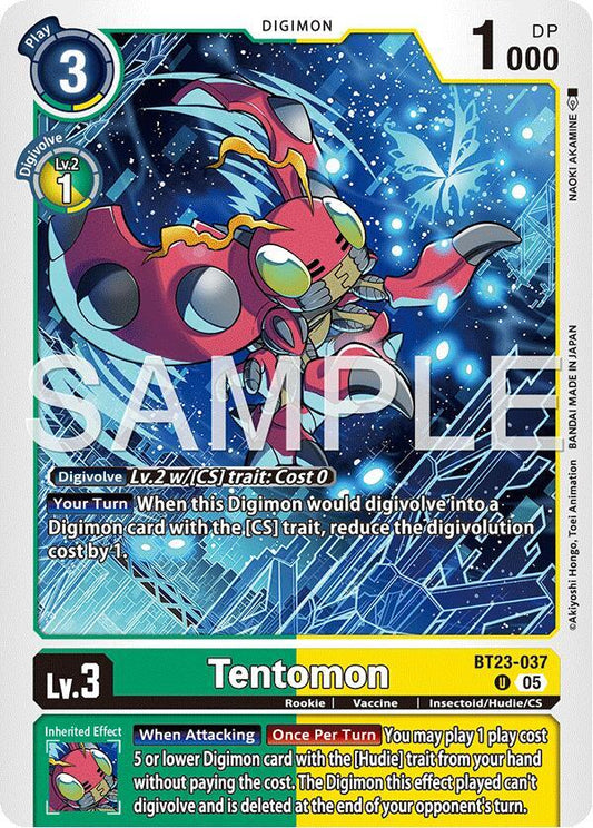 Digimon TCG Hackers' Slumber Tentomon BT23-037 U Uncommon