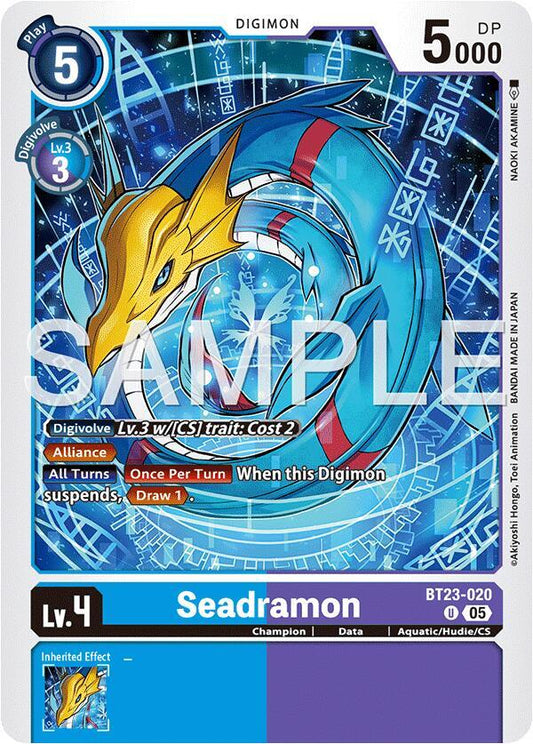 Digimon TCG Hackers' Slumber Seadramon BT23-020 U Uncommon