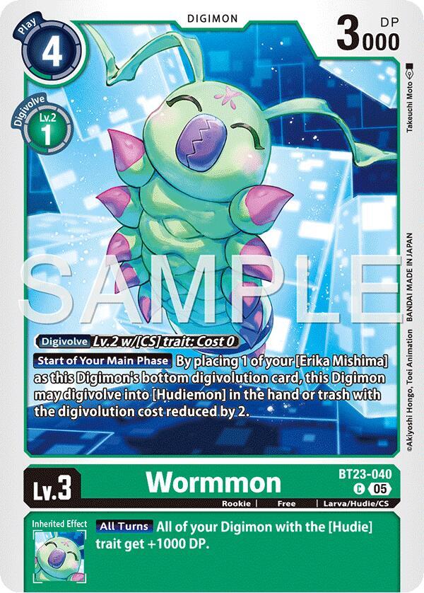 Digimon Card Game Hackers' Slumber Wormmon BT23-040 C Common Near Mint