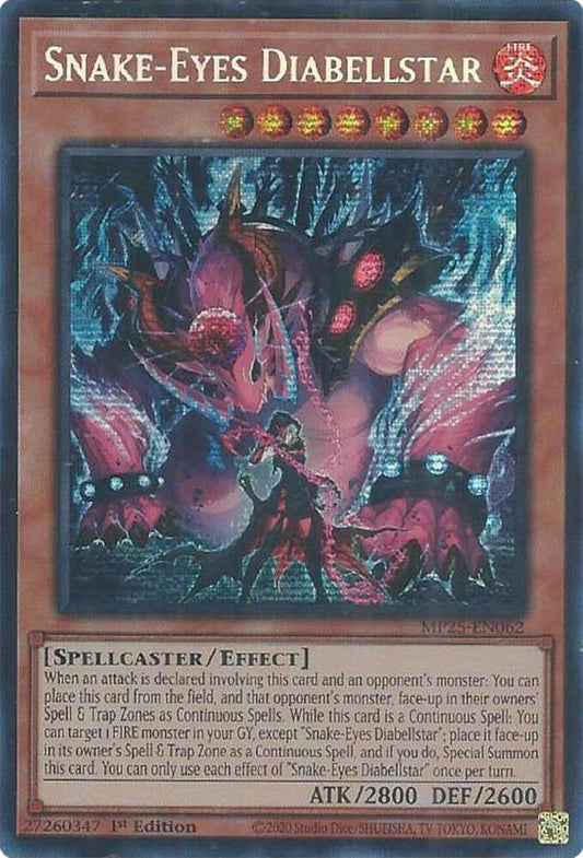 YuGiOh Cards 2025 Mega-Pack Snake-Eyes Diabellstar MP25-EN062 Prismatic Secret Rare
