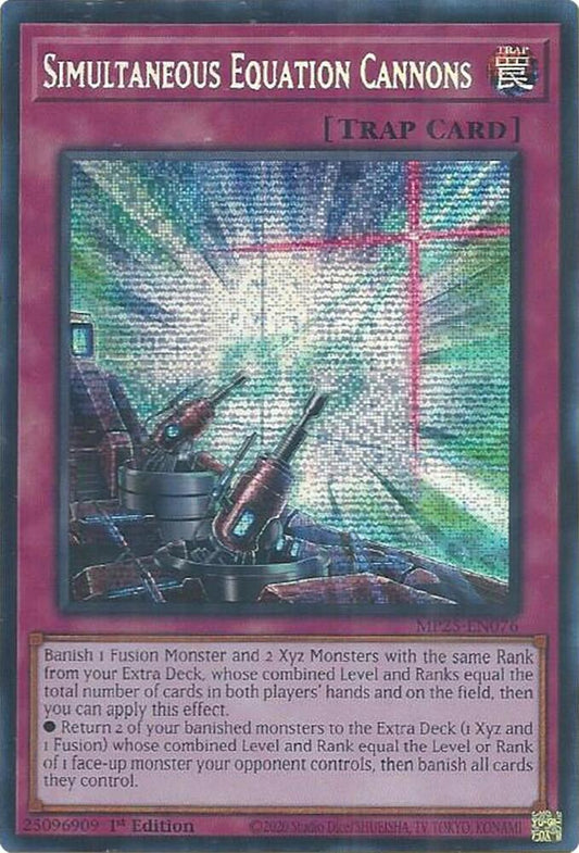 YuGiOh 2025 Mega-Pack Simultaneous Equation Cannons MP25-EN076 Prismatic Secret Rare Near Mint 1st Edition