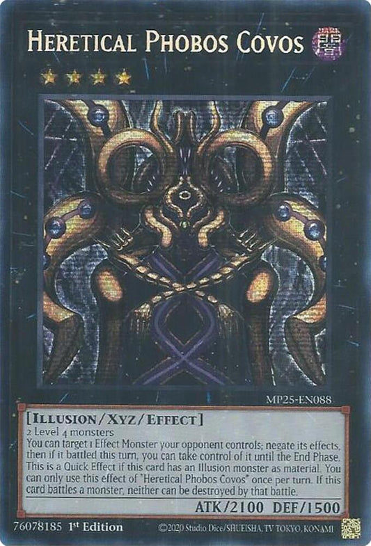 YuGiOh Cards 2025 Mega-Pack Heretical Phobos Covos MP25-EN088 Prismatic Secret Rare