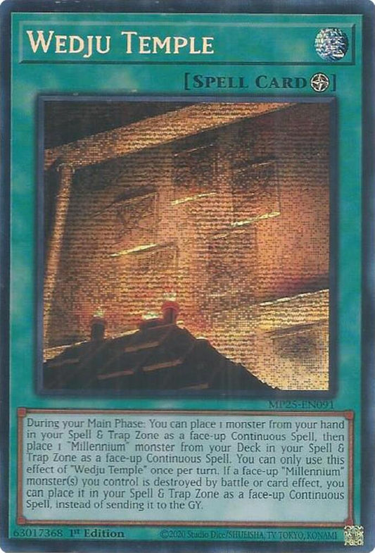 YuGiOh Cards 2025 Mega-Pack Wedju Temple MP25-EN091 Prismatic Secret Rare