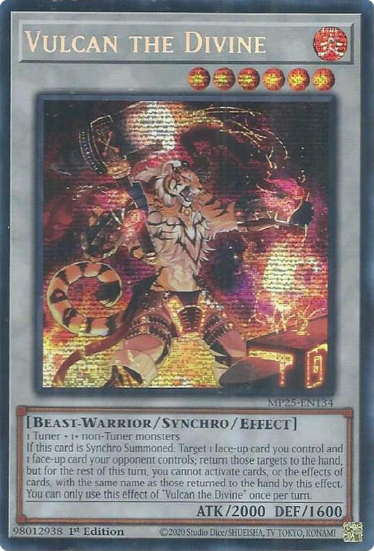 YuGiOh Cards 2025 Mega-Pack Vulcan the Divine MP25-EN134 Prismatic Secret Rare