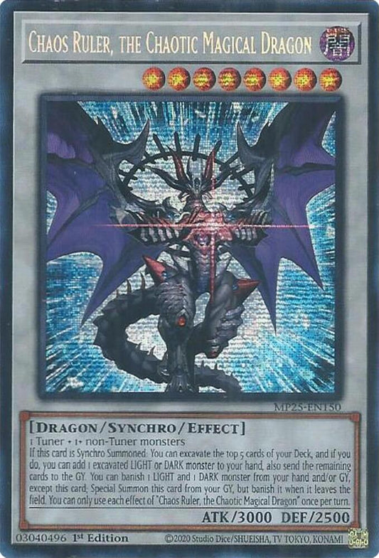 YuGiOh Cards 2025 Mega-Pack Chaos Ruler, the Chaotic Magical Dragon MP25-EN150 Prismatic Secret Rare