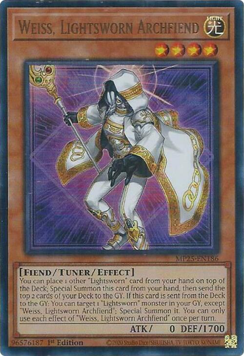 YuGiOh Cards 2025 Mega-Pack Weiss, Lightsworn Archfiend MP25-EN186 Ultra Rare