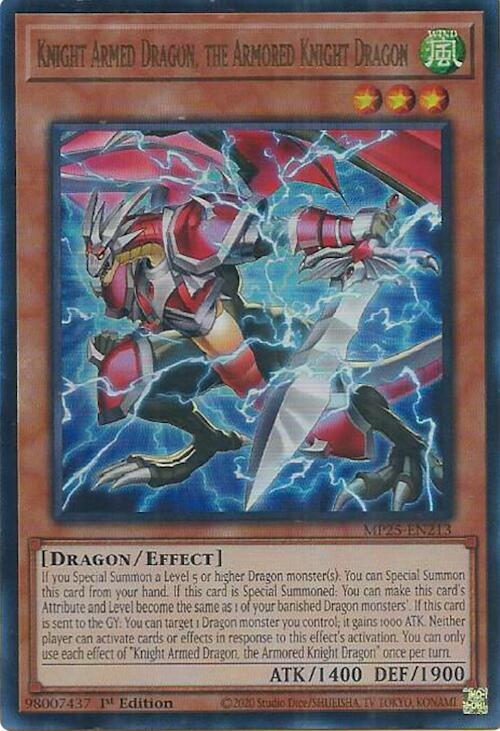 YuGiOh 2025 Mega-Pack Knight Armed Dragon, the Armored Knight Dragon MP25-EN213 Ultra Rare Near Mint 1st Edition