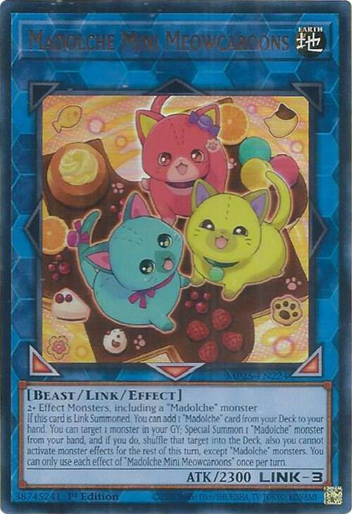 YuGiOh Cards 2025 Mega-Pack Madolche Mini Meowcaroons MP25-EN224 Ultra Rare