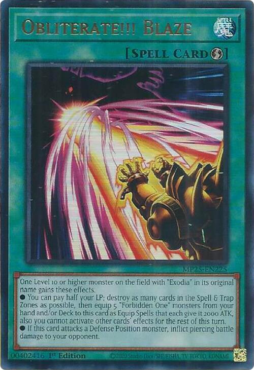 YuGiOh Cards 2025 Mega-Pack Obliterate!!! Blaze MP25-EN225 Ultra Rare