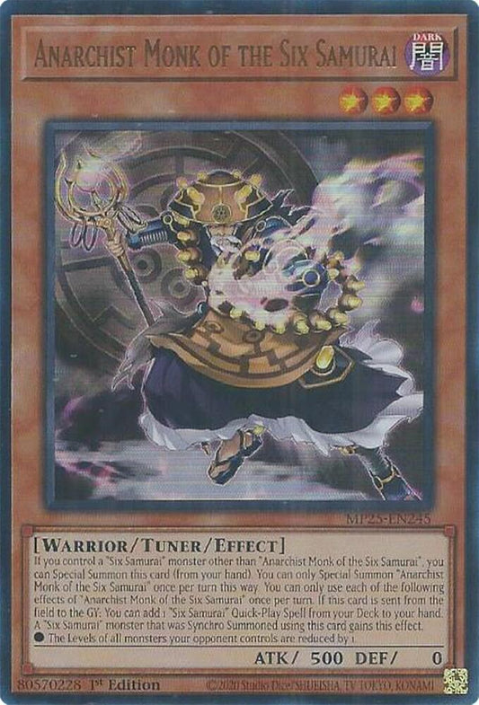YuGiOh Cards 2025 Mega-Pack Anarchist Monk of the Six Samurai MP25-EN245 Ultra Rare