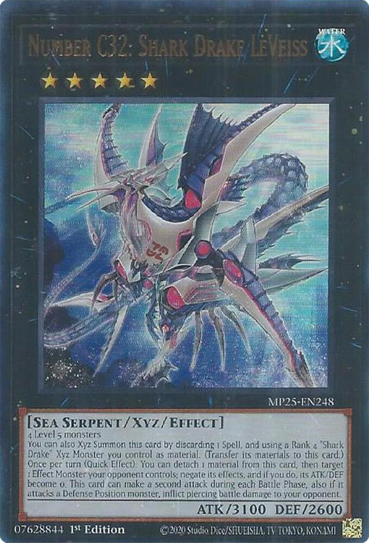 YuGiOh Cards 2025 Mega-Pack Number C32: Shark Drake LeVeiss MP25-EN248 Ultra Rare