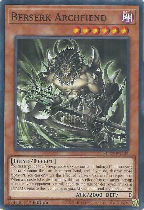 YuGiOh 2025 Mega-Pack Berserk Archfiend MP25-EN309 Common Near Mint 1st Edition