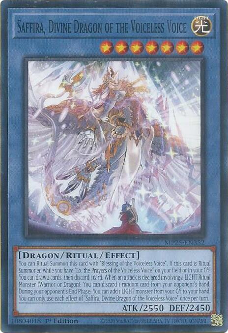 YuGiOh Cards 2025 Mega-Pack Saffira, Divine Dragon of the Voiceless Voice MP25-EN352 Common