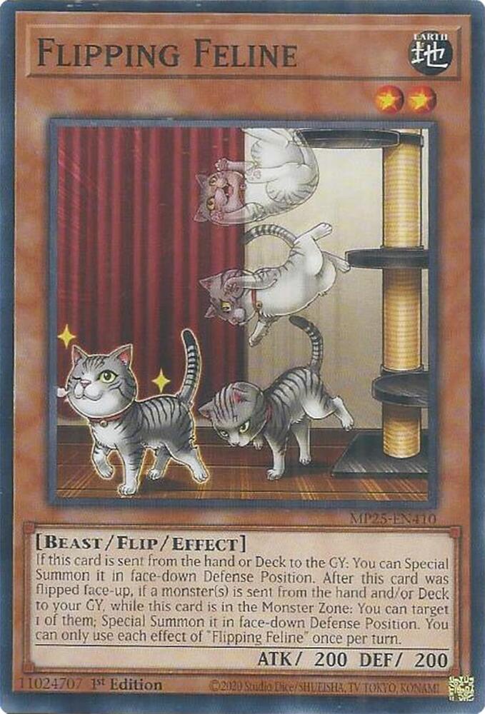 YuGiOh 2025 Mega-Pack Flipping Feline MP25-EN410 Common Near Mint 1st Edition