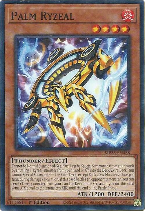 YuGiOh 2025 Mega-Pack Palm Ryzeal MP25-EN438 Common Near Mint 1st Edition