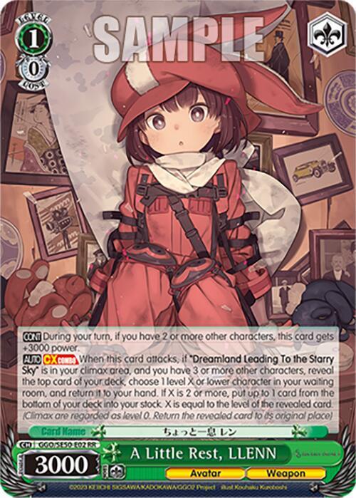 Weiss Schwarz SAO Alternative–Gun Gale Online–2 Premium Booster A Little Rest, LLENN GGO/SE50-E02 Double Rare