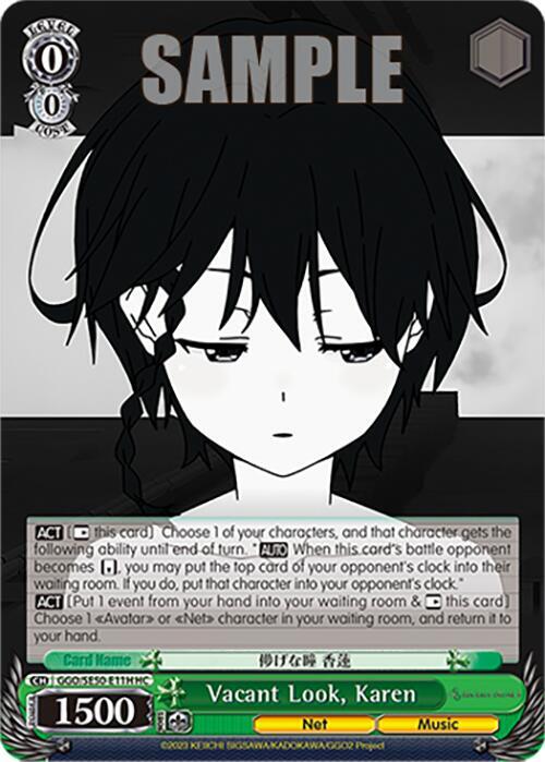 Weiss Schwarz SAO Alternative–Gun Gale Online–2 Premium Booster Vacant Look, Karen (HC) GGO/SE50-E11H HC Holo Common Near Mint