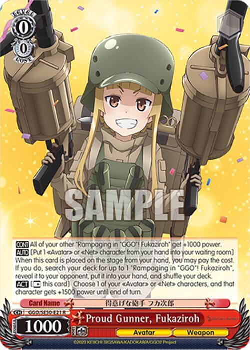 Weiss Schwarz SAO Alternative–Gun Gale Online–2 Premium Booster Proud Gunner, Fukaziroh GGO/SE50-E21 Rare