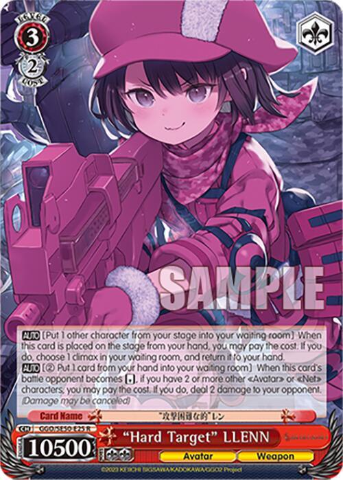 Weiss Schwarz SAO Alternative–Gun Gale Online–2 Premium Booster "Hard Target" LLENN GGO/SE50-E25 R Rare Near Mint