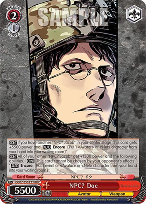 Weiss Schwarz SAO Alternative–Gun Gale Online–2 Premium Booster NPC? Doc (HC) GGO/SE50-E33H Holo Common