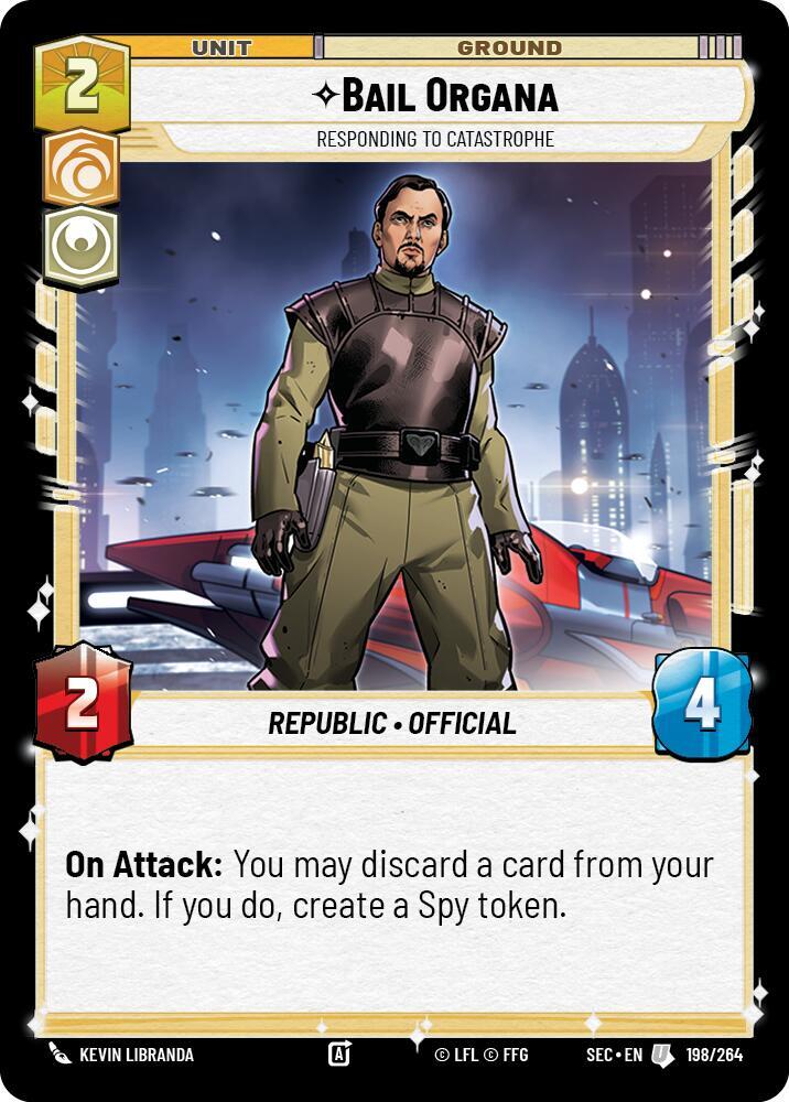 Star Wars Unlimited Secrets of Power Bail Organa - Responding to Catastrophe 198/264 Uncommon Near Mint