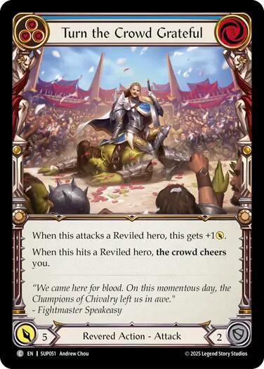 Flesh & Blood TCG Super Slam Turn the Crowd Grateful (Blue) SUP051 Common Near Mint Rainbow Foil