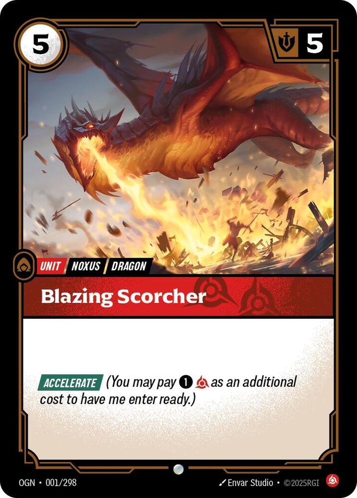 Riftbound League of Legends Trading Card Game Origins Blazing Scorcher 001/298 Common Near Mint