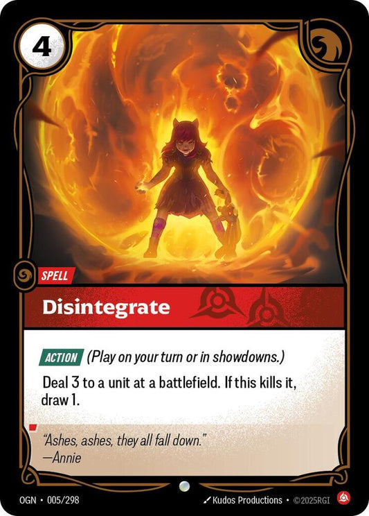 Riftbound: League of Legends Trading Card Game Origins Disintegrate #005 Common Near Mint