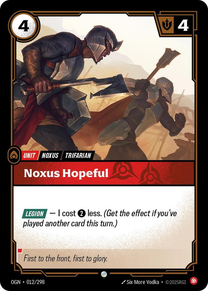Riftbound: League of Legends Trading Card Game Origins Noxus Hopeful #012 Common Near Mint Foil