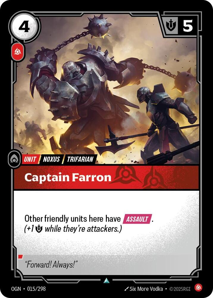 Riftbound: League of Legends Trading Card Game Origins Captain Farron 015/298 Uncommon
