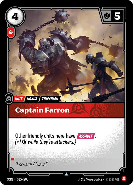 Riftbound: League of Legends Trading Card Game Origins Captain Farron 015/298 Uncommon